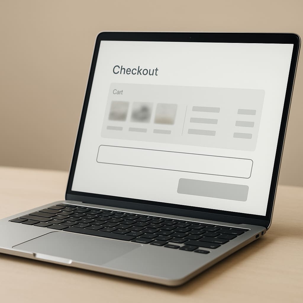 Laptop mit Warenkorbansicht für Vignettenbestellung