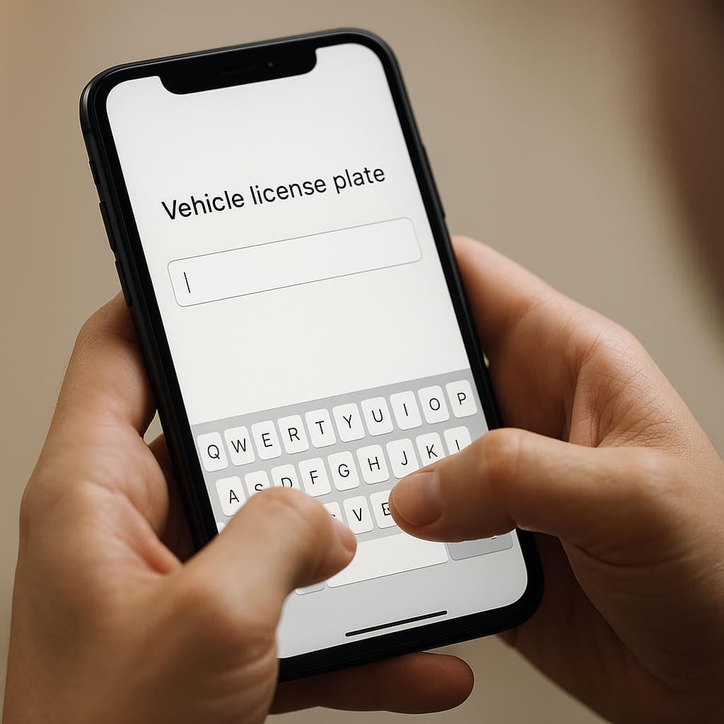 Kennzeicheneingabe auf mobilem Gerät